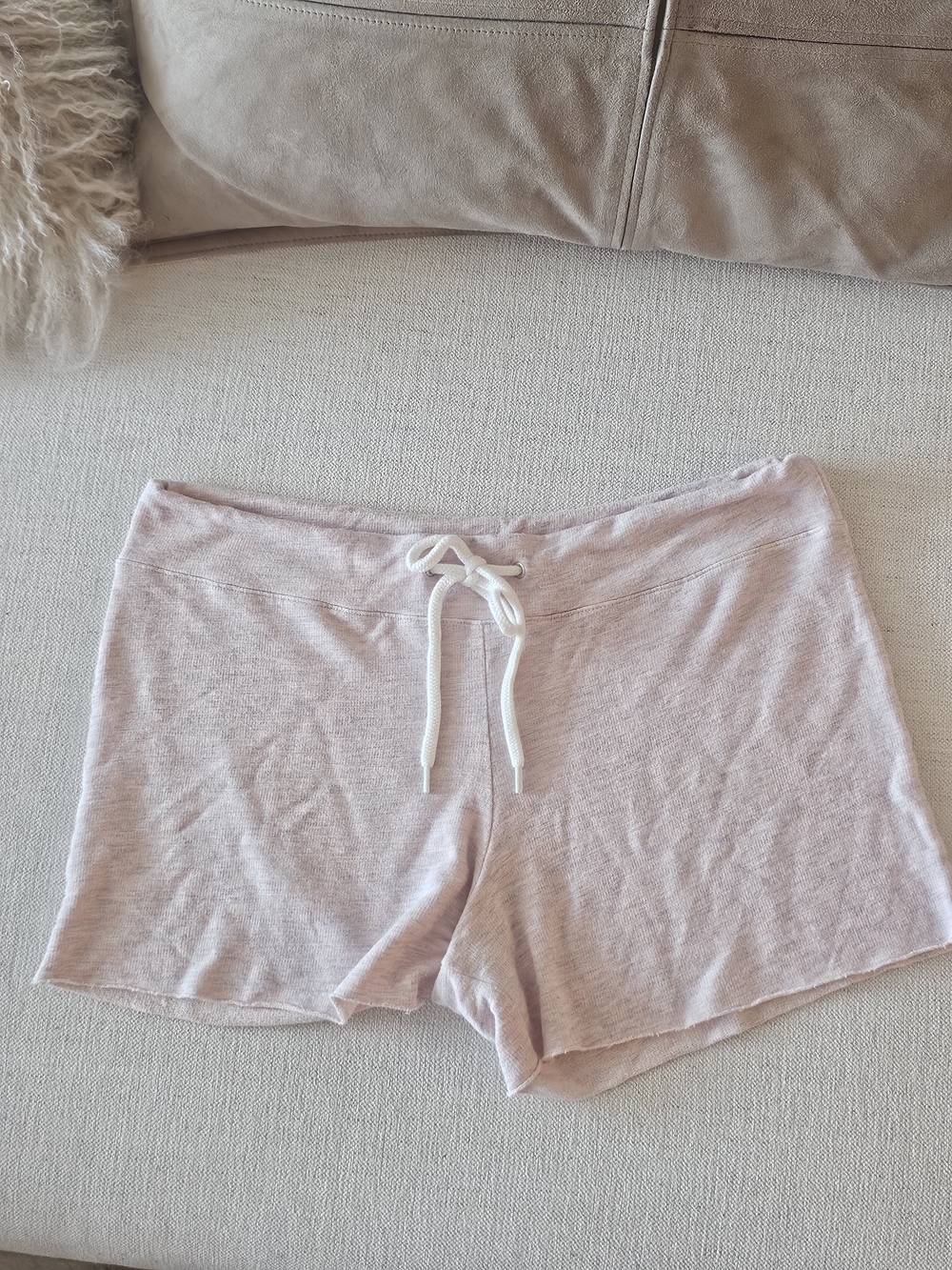 MONROW Drawstring Women's Sweat Shorts - Soft Light Pink Sz L